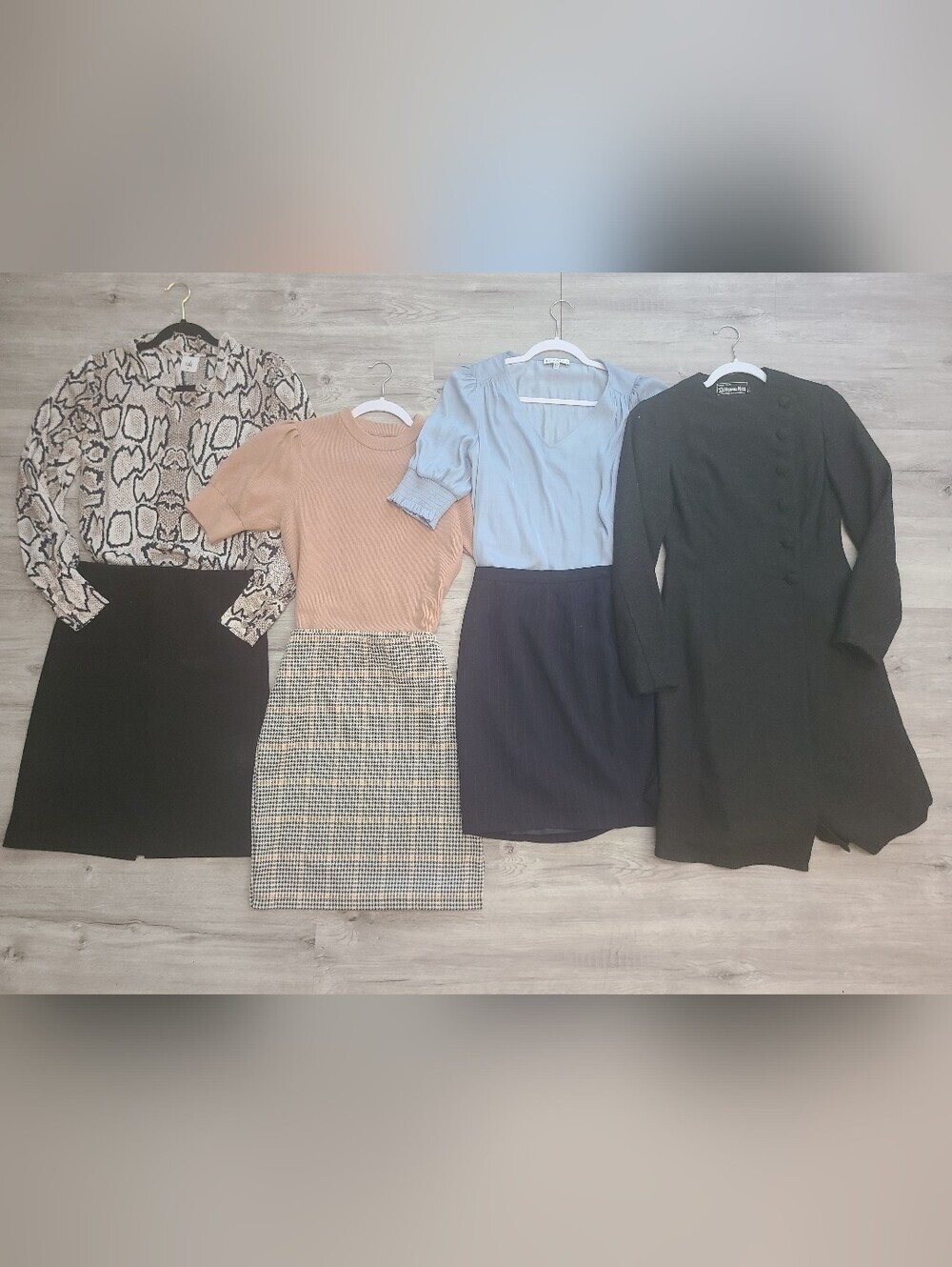 Lot X 7 Office Work Pencil Skirt Suit Blouse Tops Trench Coat Jacket Bundle Set